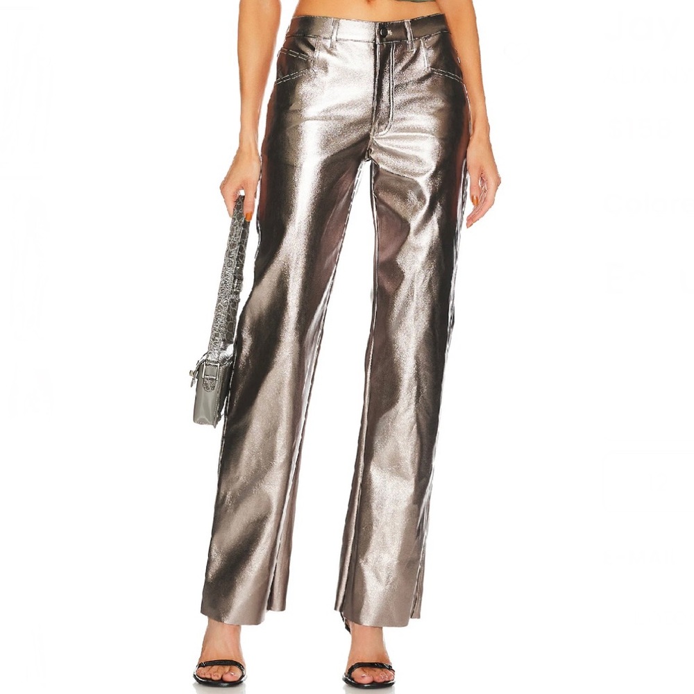 NEW ALIX NYC REVOLVE GRAY METALLIC PANTS